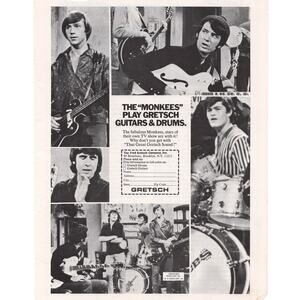 Gretsch Instruments Magazine Advertisement 1967 Vtg Monkees Rock Music Guitar